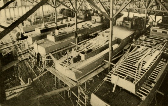 Elco Motor Launches of the First World War under construction in Canada.